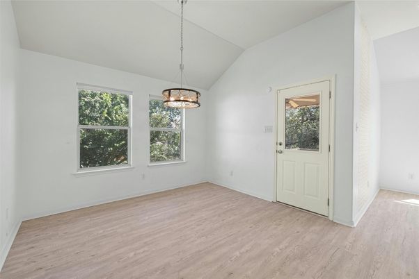 Empty room, Interior, Pendant Lights, Wood Texture Flooring