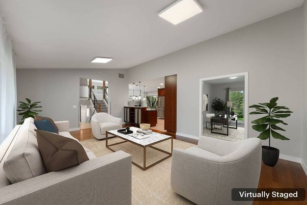 Interior, Living room, Pendant Lights, Recessed Lighting, Wood Texture Flooring