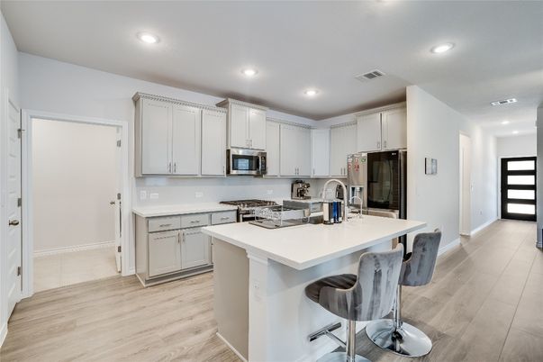Interior, Kitchen, Recessed Lighting, Wood Texture Flooring