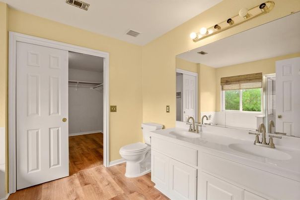 Bathroom, Dual Sink Vanities, Interior, Wood Texture Flooring
