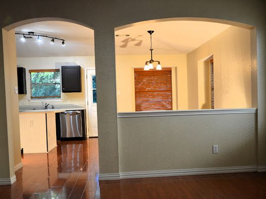 Interior, Kitchen, Pendant Lights, Wood Texture Flooring