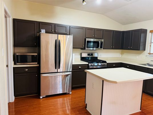 Interior, Kitchen, Stainless Steel Appliances, Wood Texture Flooring