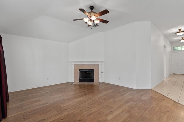 Empty room, Fireplace, Interior, Wood Texture Flooring