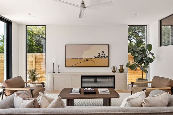 Fireplace, Interior, Living room, Recessed Lighting