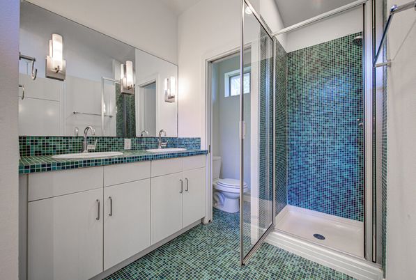 Bathroom, Glass Shower, Interior, Tile Countertops