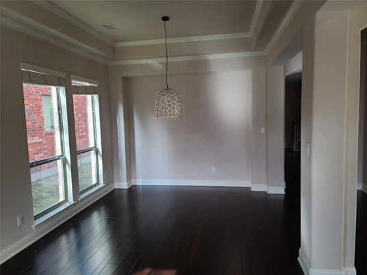 Empty room, Interior, Pendant Lights, Wood Texture Flooring