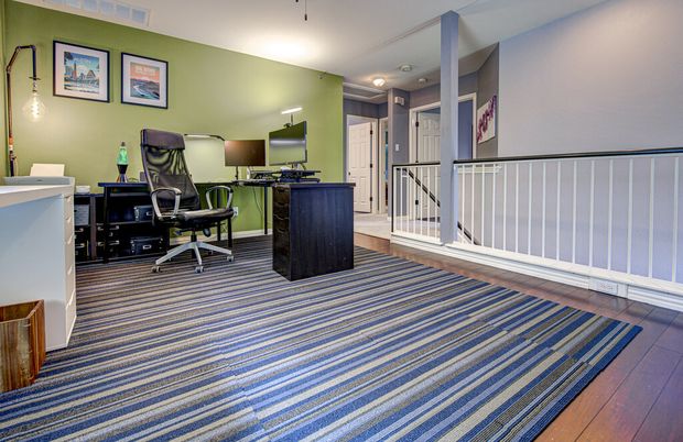 Home Office, Interior, Recessed Lighting, Wood Texture Flooring