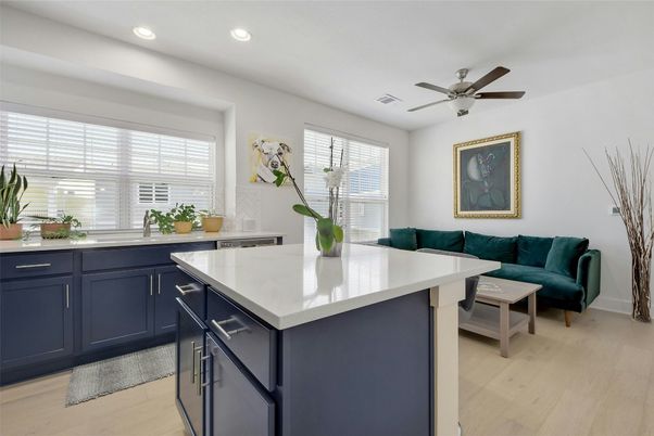 Interior, Kitchen, Recessed Lighting, Wood Texture Flooring
