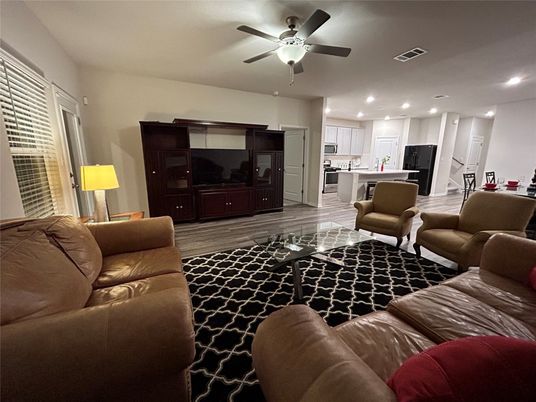 Interior, Kitchen, Living room, Recessed Lighting, Wood Texture Flooring