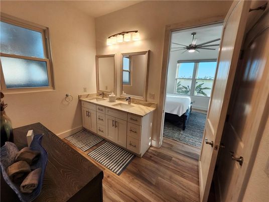 Bathroom, Bedroom, Dual Sink Vanities, Interior, Water, Wood Texture Flooring