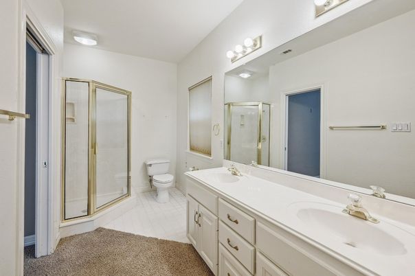 Bathroom, Dual Sink Vanities, Glass Shower, Interior