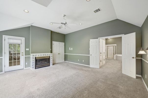 Empty room, Fireplace, Interior, Recessed Lighting