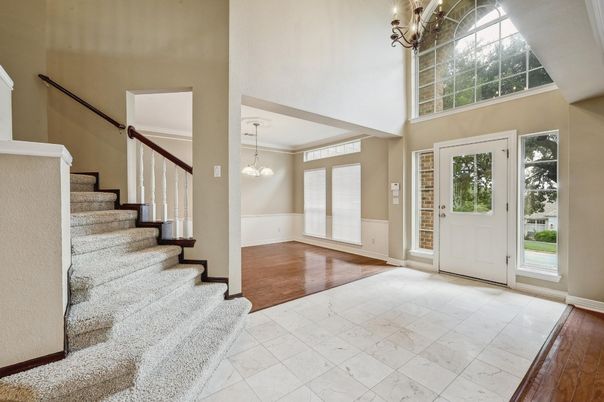 Chandelier, Interior, Marble, Pendant Lights, Wood Texture Flooring