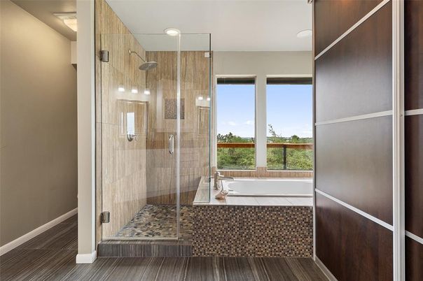 Bathroom, Glass Shower, Interior, Recessed Lighting
