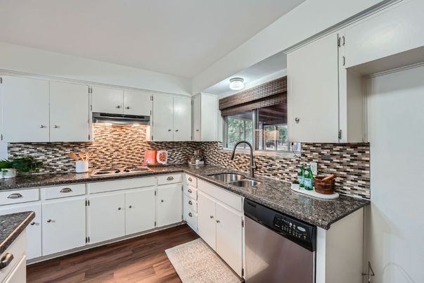 Interior, Kitchen, Stainless Steel Appliances, Wood Texture Flooring