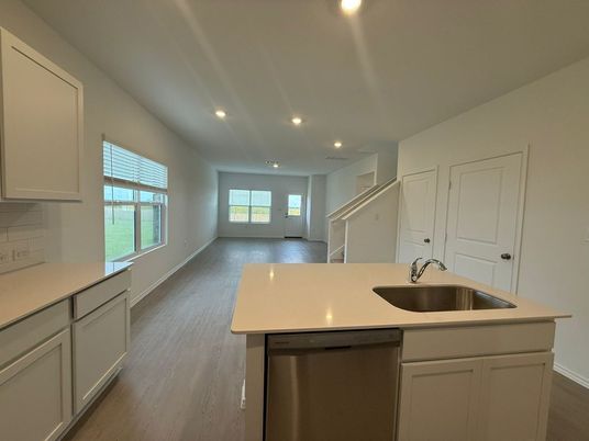 Interior, Kitchen, Recessed Lighting, Wood Texture Flooring