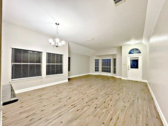 Chandelier, Empty room, Interior, Wood Texture Flooring