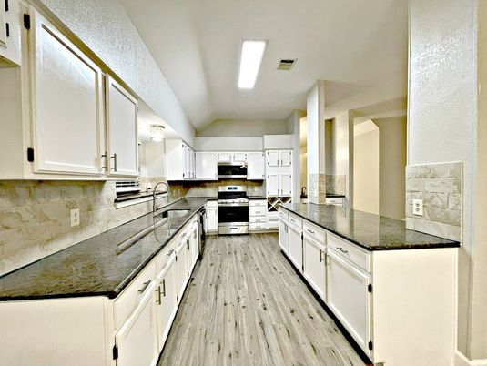Interior, Kitchen, Stainless Steel Appliances, Wood Texture Flooring