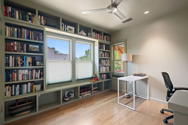 Home Office, Interior, Recessed Lighting, Wood Texture Flooring