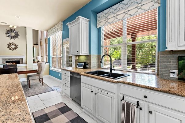 Dining room, Fireplace, Interior, Kitchen, Recessed Lighting