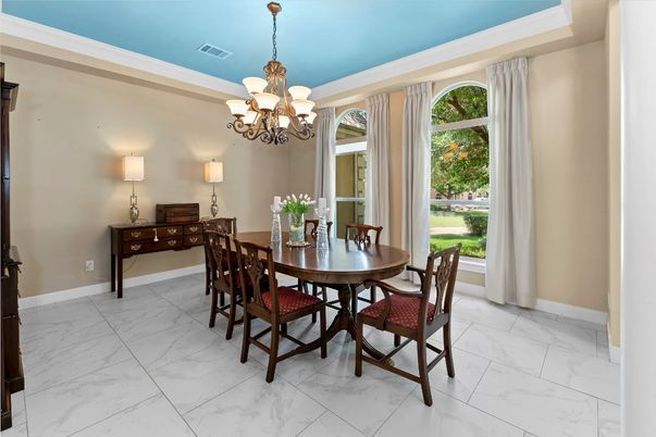 Chandelier, Dining room, Interior, Marble
