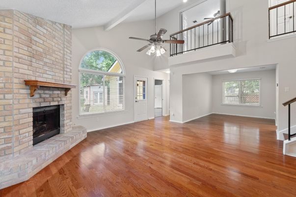 Fireplace, Interior, Stone Walls, Wood Texture Flooring