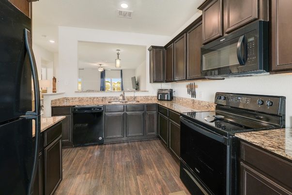 Interior, Kitchen, Pendant Lights, Recessed Lighting, Wood Texture Flooring