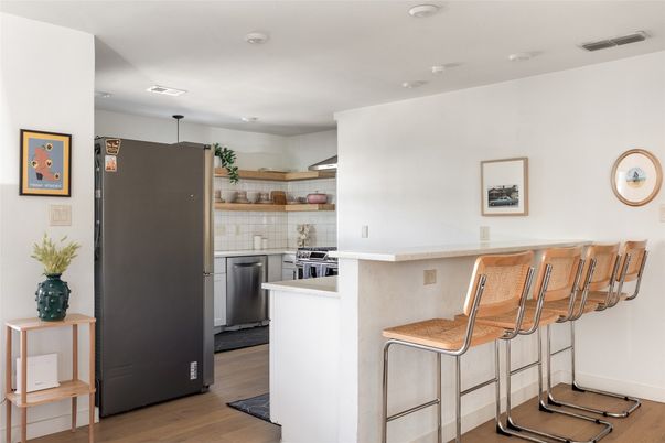 Interior, Kitchen, Recessed Lighting, Wood Texture Flooring
