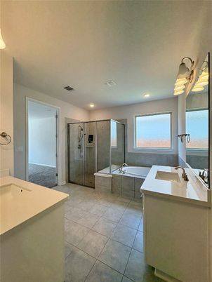 Bathroom, Dual Sink Vanities, Glass Shower, Interior, Recessed Lighting