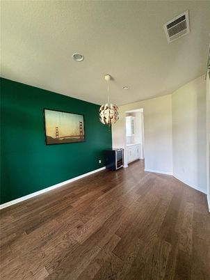 Empty room, Interior, Pendant Lights, Recessed Lighting, Wood Texture Flooring