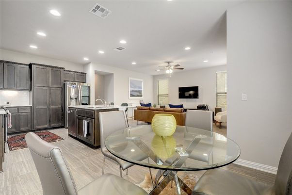 Dining room, Interior, Kitchen, Living room, Recessed Lighting, Stainless Steel Appliances