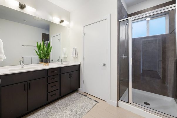 Bathroom, Dual Sink Vanities, Glass Shower, Interior