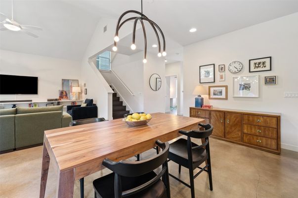 Dining room, Interior, Living room, Pendant Lights, Recessed Lighting