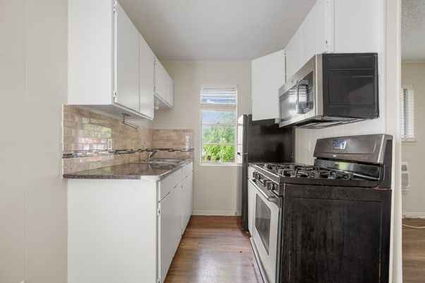 Interior, Kitchen, Stainless Steel Appliances, Wood Texture Flooring