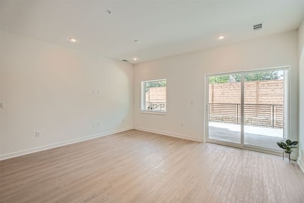 Empty room, Interior, Recessed Lighting, Wood Texture Flooring
