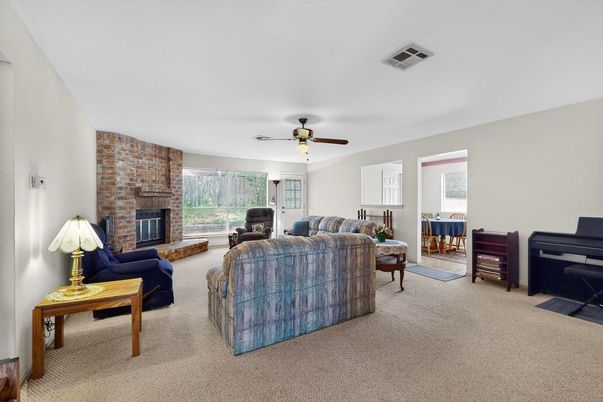 Dining room, Fireplace, Interior, Living room, Stone Walls