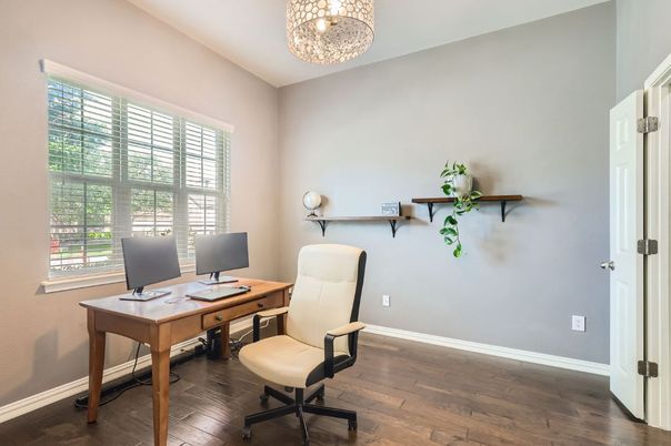 Chandelier, Home Office, Interior, Wood Texture Flooring