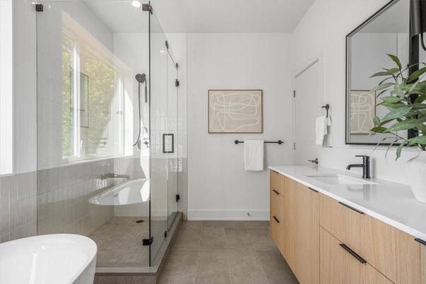 Bathroom, Dual Sink Vanities, Glass Shower, Interior