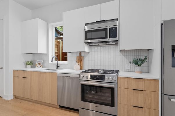 Interior, Kitchen, Stainless Steel Appliances, Wood Texture Flooring