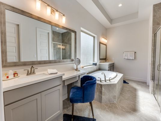 Bathroom, Glass Shower, Interior, Recessed Lighting