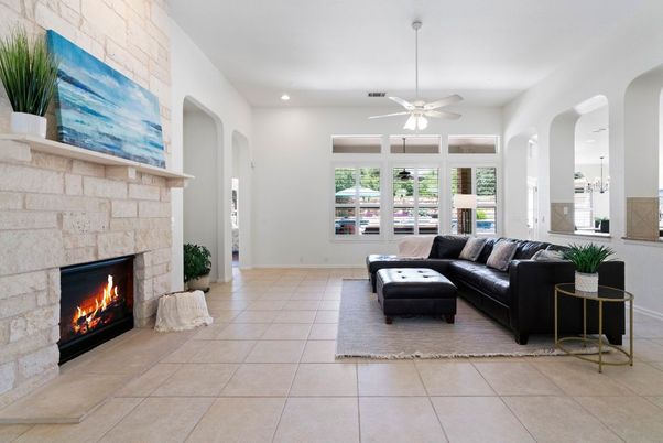 Fireplace, Interior, Living room, Recessed Lighting