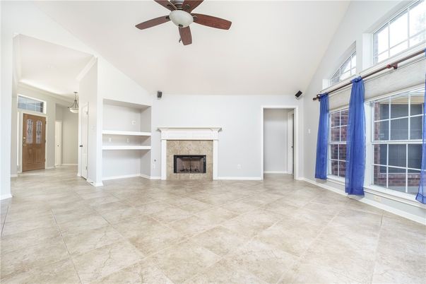 Empty room, Fireplace, Interior, Pendant Lights