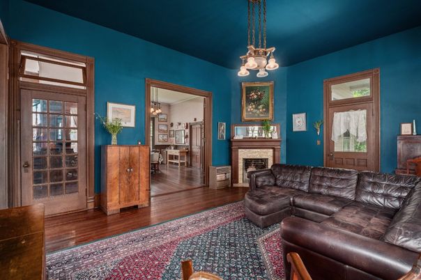 Chandelier, Fireplace, Interior, Living room, Pendant Lights, Wood Texture Flooring