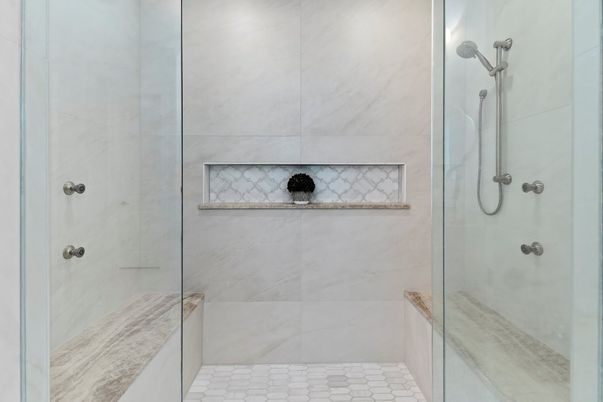 Bathroom, Glass Shower, Interior, Marble Walls