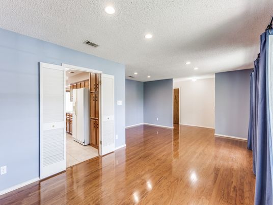 Empty room, Interior, Kitchen, Recessed Lighting, Wood Texture Flooring