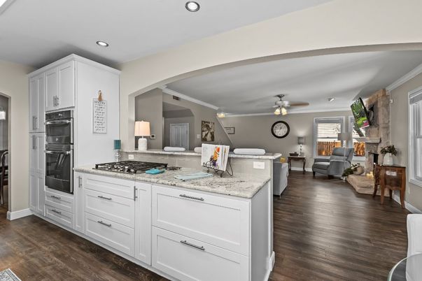 Interior, Kitchen, Recessed Lighting, Wood Texture Flooring