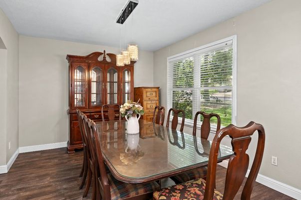Chandelier, Dining room, Interior, Wood Texture Flooring