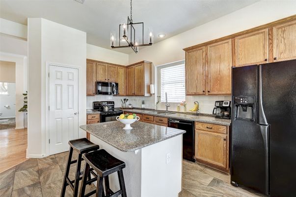 Interior, Kitchen, Pendant Lights, Recessed Lighting, Wood Texture Flooring