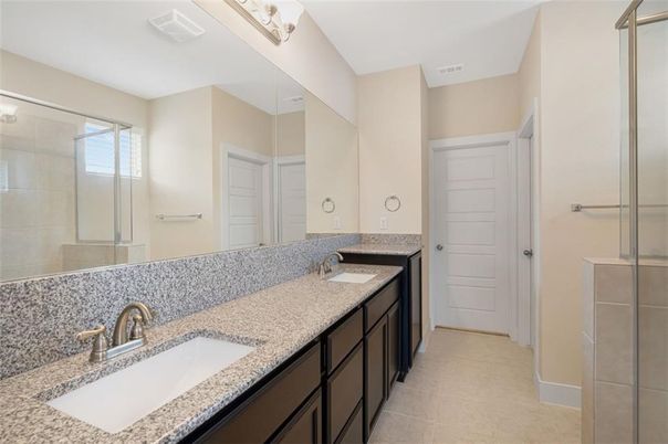 Bathroom, Dual Sink Vanities, Glass Shower, Interior