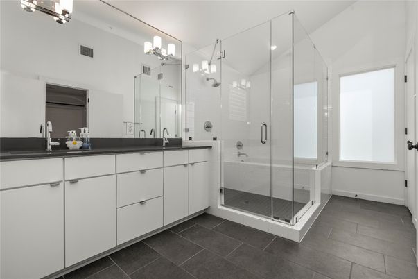 Bathroom, Dual Sink Vanities, Glass Shower, Interior